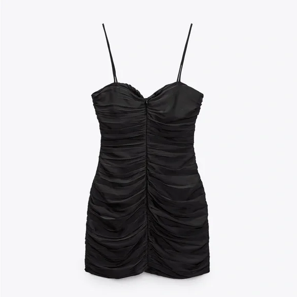 🇺🇸NWT ZARA DRAPED MINI DRESS - Picture 7 of 8